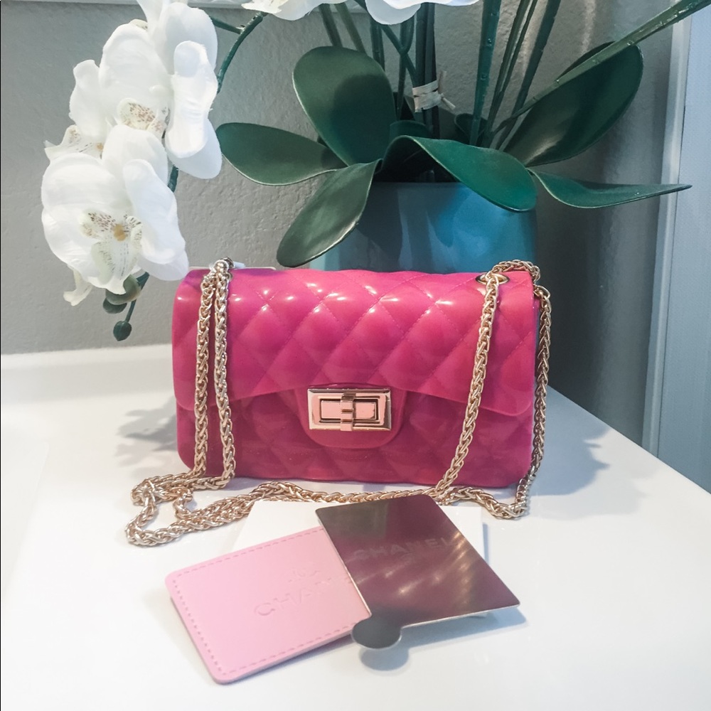 Hot Pink Jelly Purse + FREE MIRROR!